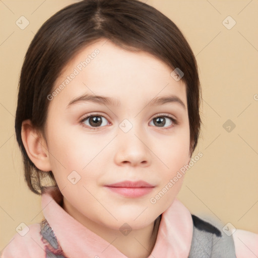 Neutral white child female with medium  brown hair and brown eyes