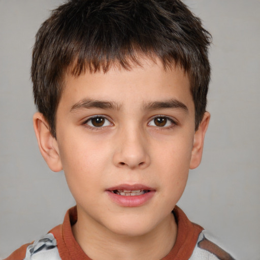 Neutral white child male with short  brown hair and brown eyes