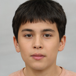 Neutral white child male with short  brown hair and brown eyes