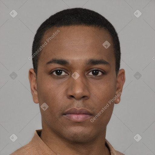 Neutral latino young-adult male with short  brown hair and brown eyes