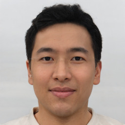 Neutral asian young-adult male with short  brown hair and brown eyes