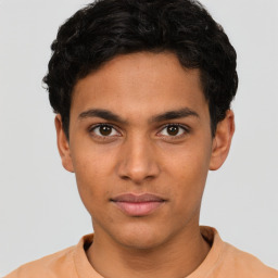 Neutral latino young-adult male with short  brown hair and brown eyes