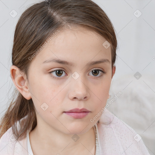 Neutral white child female with medium  brown hair and brown eyes