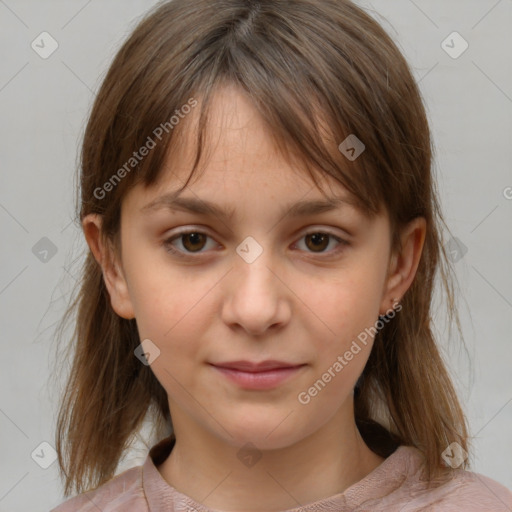 Neutral white child female with medium  brown hair and brown eyes