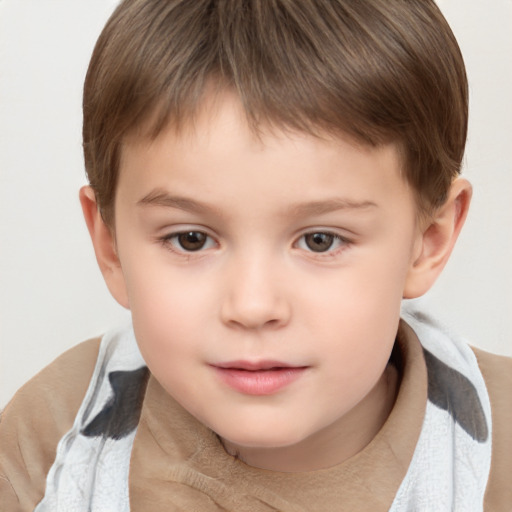 Neutral white child male with short  brown hair and brown eyes