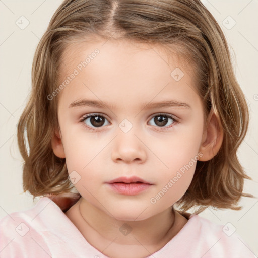 Neutral white child female with medium  brown hair and brown eyes