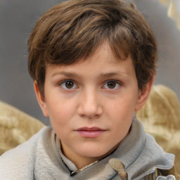 Neutral white child female with short  brown hair and brown eyes