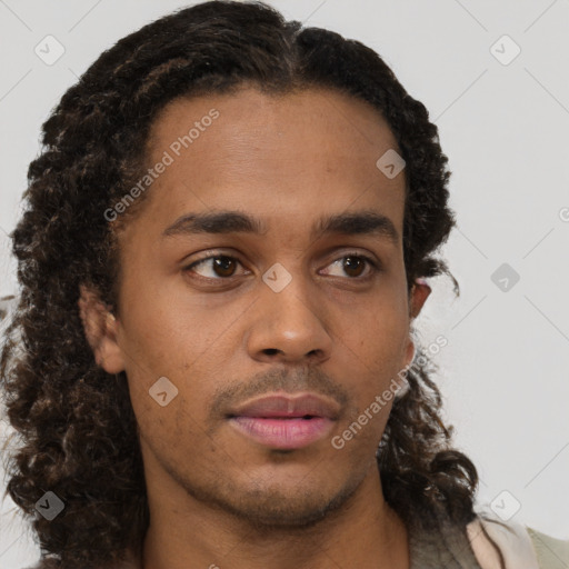 Neutral black young-adult male with short  brown hair and brown eyes