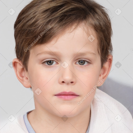 Neutral white child male with short  brown hair and brown eyes