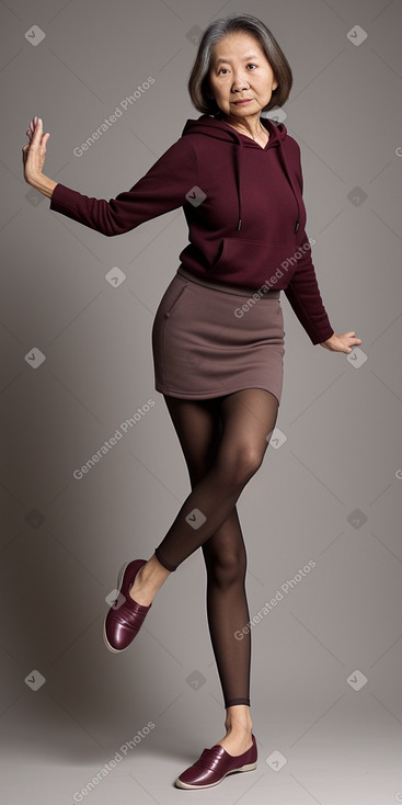 Singaporean elderly female with  brown hair