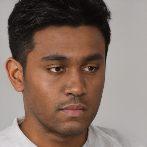 Neutral asian young-adult male with short  brown hair and brown eyes