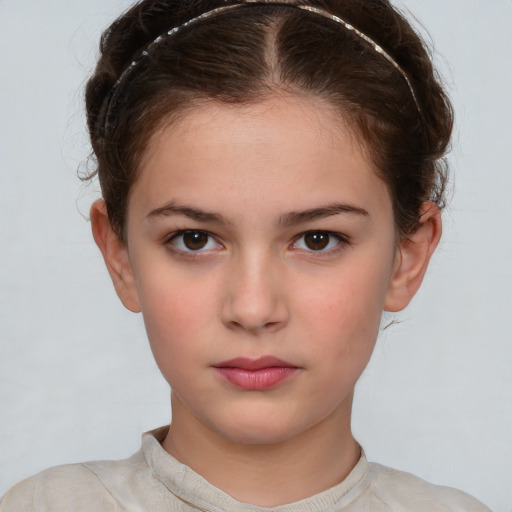 Neutral white child female with short  brown hair and brown eyes