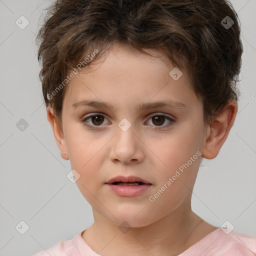 Neutral white child male with short  brown hair and brown eyes