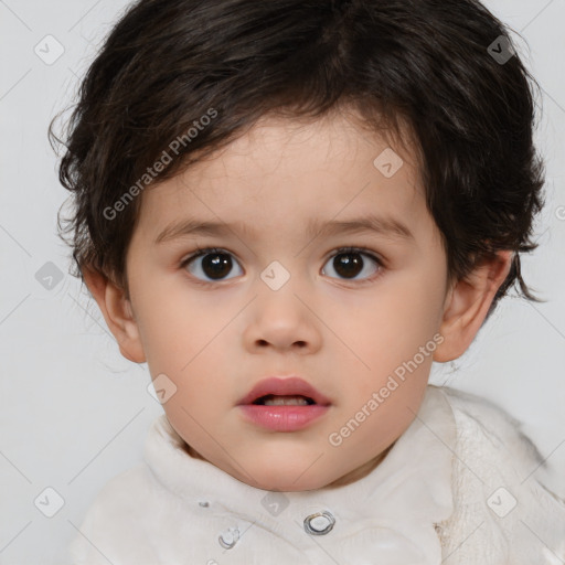 Neutral white child female with medium  brown hair and brown eyes