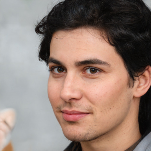 Neutral white young-adult male with medium  brown hair and brown eyes