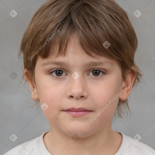 Neutral white child female with medium  brown hair and brown eyes