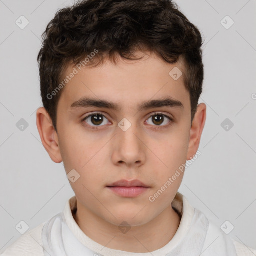 Neutral white child male with short  brown hair and brown eyes