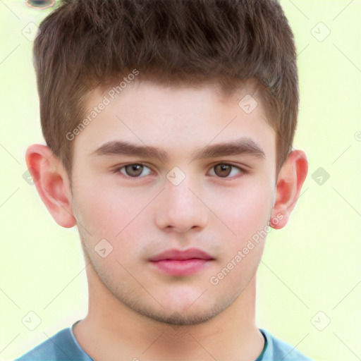 Neutral white child male with short  brown hair and brown eyes