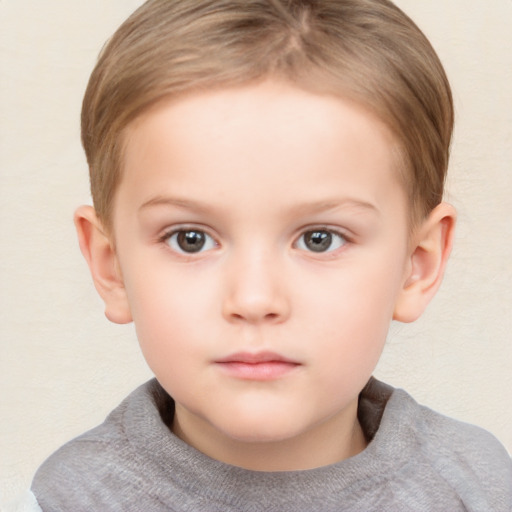 Neutral white child female with short  brown hair and brown eyes