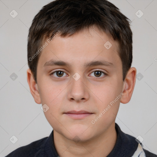 Neutral white child male with short  brown hair and brown eyes