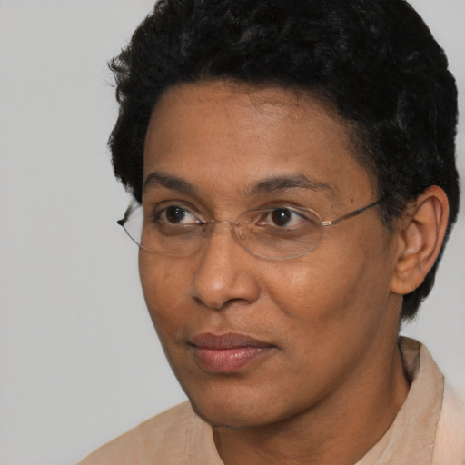 Neutral black adult male with short  brown hair and brown eyes