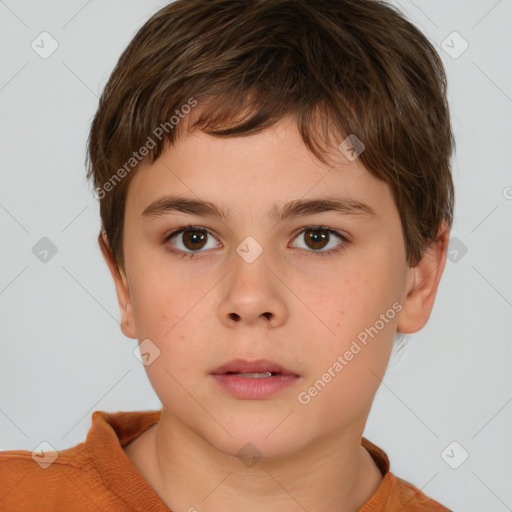 Neutral white child male with short  brown hair and brown eyes