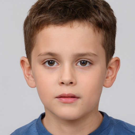 Neutral white child male with short  brown hair and brown eyes