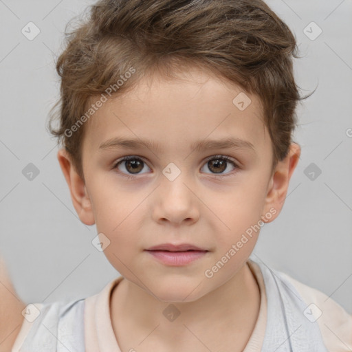 Neutral white child male with short  brown hair and brown eyes