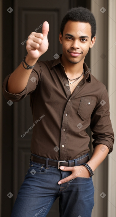 African american adult male with  brown hair