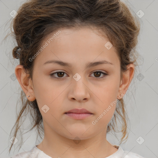 Neutral white child female with medium  brown hair and brown eyes