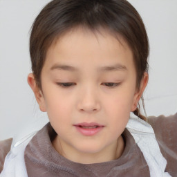 Neutral white child female with short  brown hair and brown eyes