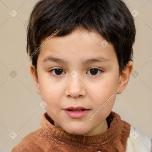 Neutral white child male with short  brown hair and brown eyes