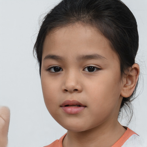 Neutral white child female with short  brown hair and brown eyes