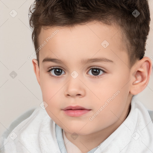 Neutral white child male with short  brown hair and brown eyes