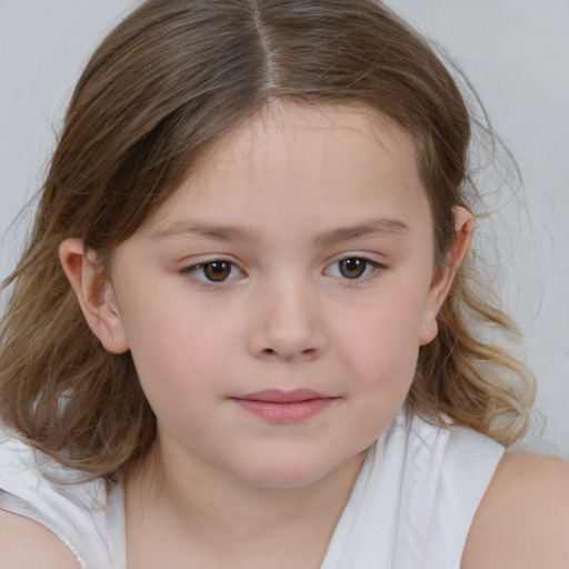 Neutral white child female with medium  brown hair and brown eyes