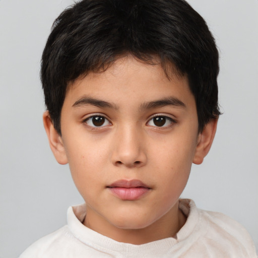 Neutral white child male with short  brown hair and brown eyes