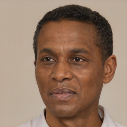 Joyful latino adult male with short  black hair and brown eyes