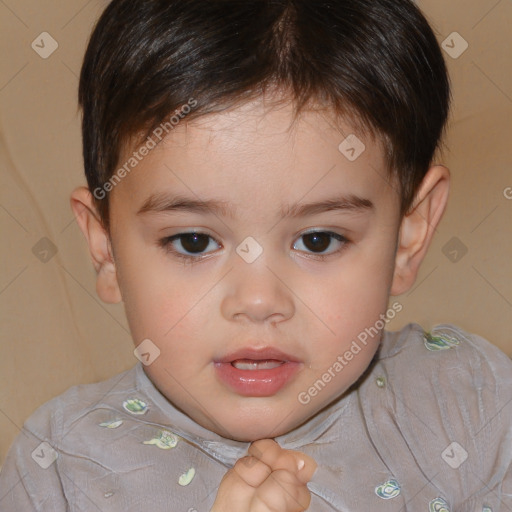 Neutral white child male with short  brown hair and brown eyes