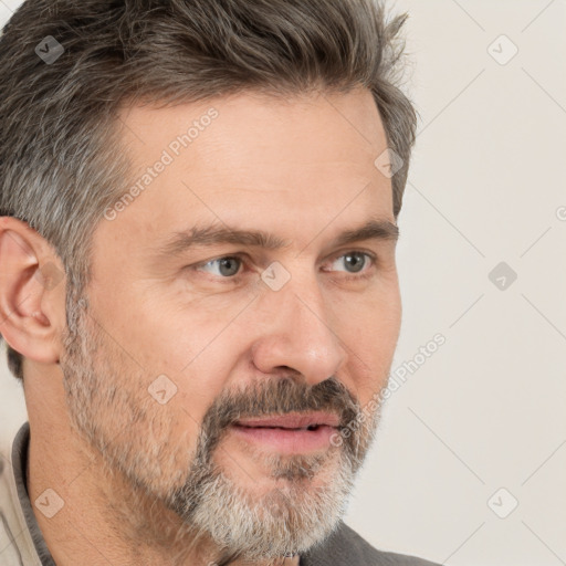 Neutral white adult male with short  brown hair and brown eyes