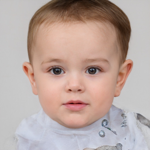 Neutral white child female with short  brown hair and brown eyes