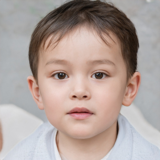 Neutral white child female with short  brown hair and brown eyes