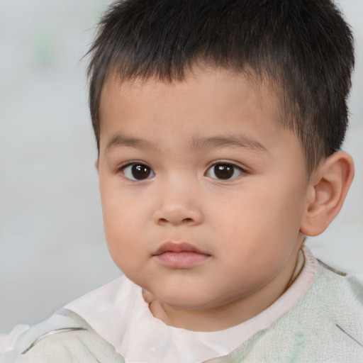 Neutral white child male with short  brown hair and brown eyes