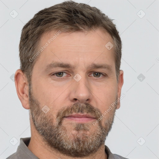 Neutral white adult male with short  brown hair and brown eyes