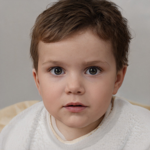 Neutral white child male with short  brown hair and brown eyes