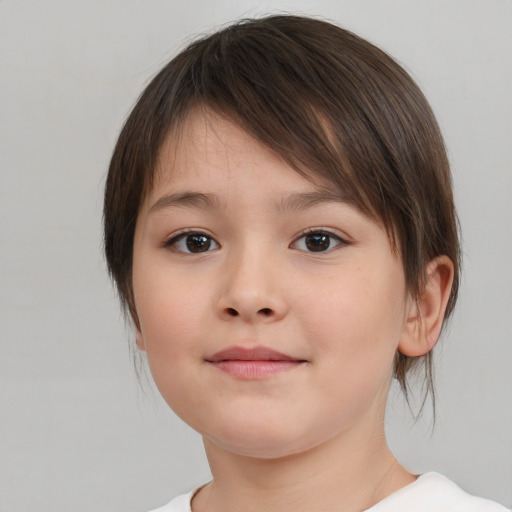 Neutral white child female with medium  brown hair and brown eyes