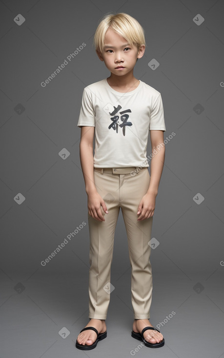 Taiwanese child boy with  blonde hair