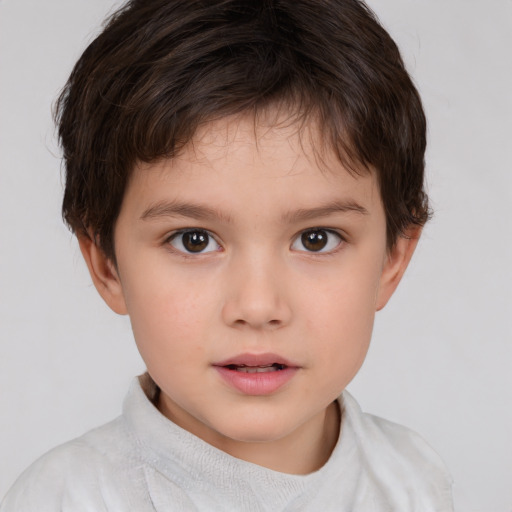 Neutral white child female with short  brown hair and brown eyes