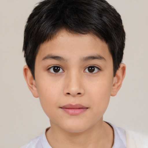 Neutral white child male with short  brown hair and brown eyes