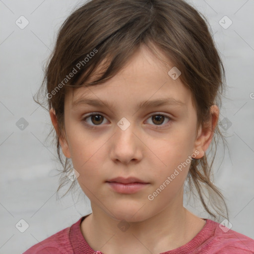 Neutral white child female with medium  brown hair and brown eyes