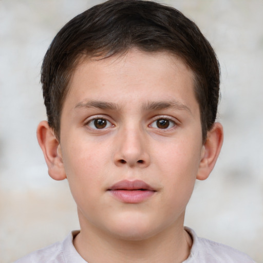 Neutral white child male with short  brown hair and brown eyes